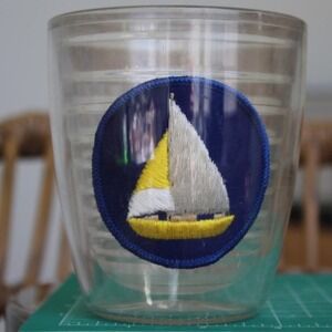 Tervis Tumbler 8oz Double Wall Insulated Cup Sailboat Patch Nautical Clear Blue